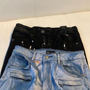 Two pairs of denim jeans